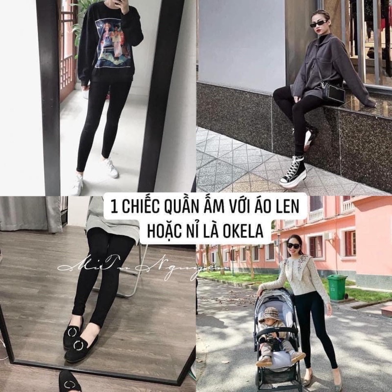 Quần legging Gu cạp cao lót lông gen bụng