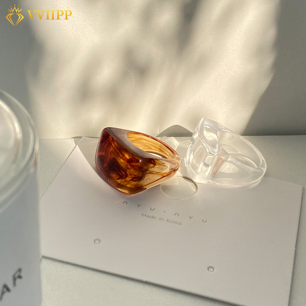 Nhẫn Nhựa Acrylic Trong Suốt Phong Cách Cá Tính Thời Trang Hàn Quốc