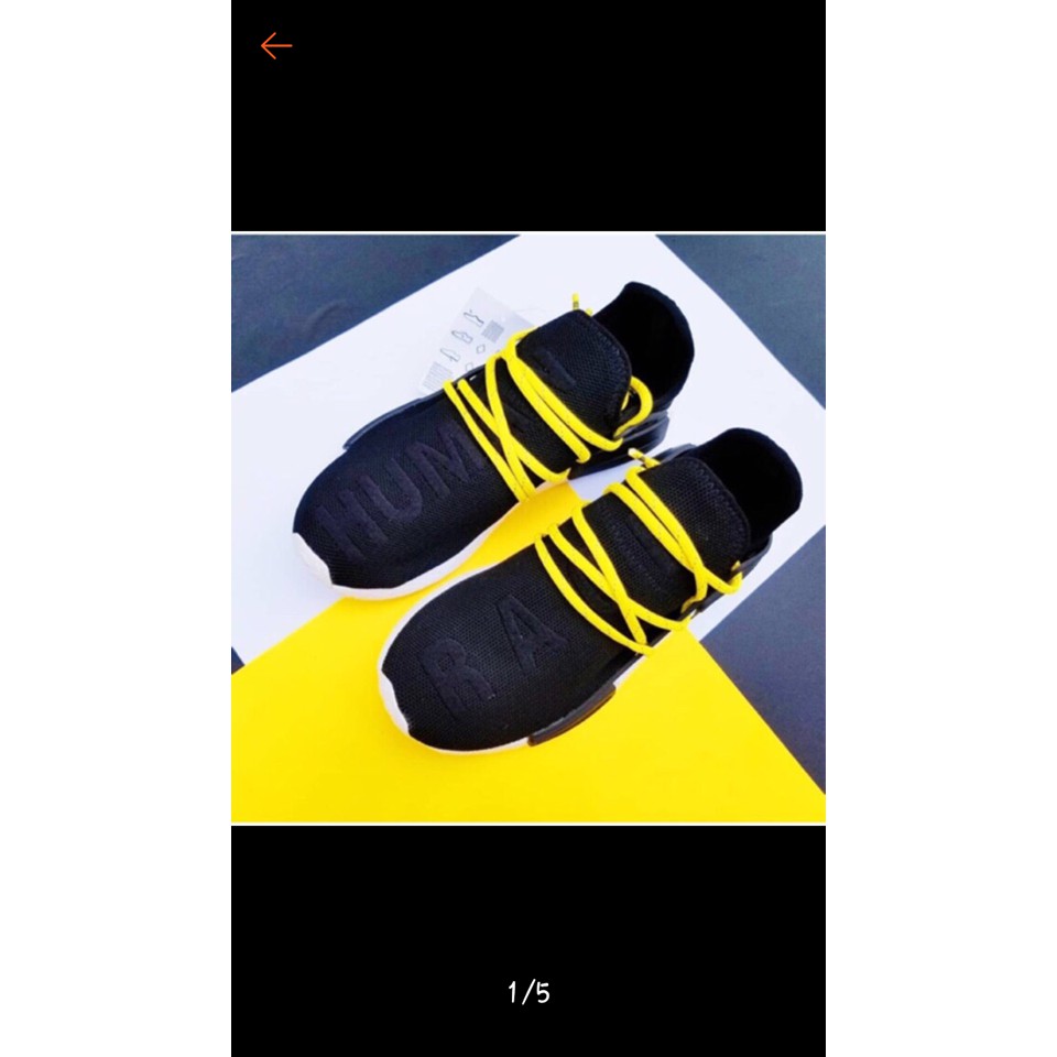 GIẦY ADIDAS HUMAN RACE ( đen dây vàng- full box)