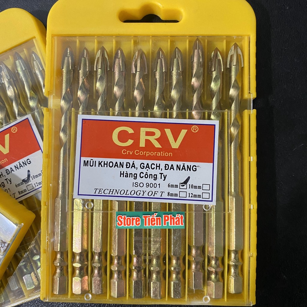 Mũi Khoan Đa Năng CRV 6mm 4 Cạnh Khoan Đá, Gạch đa năng. Chân Lục Giác Đầu Thép H2P Siêu Cứng