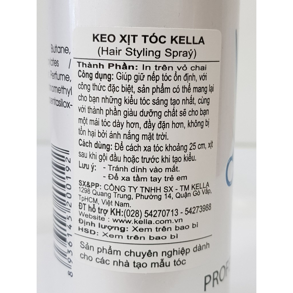 Keo Xịt Tóc Giữ Nếp Kella 420ml