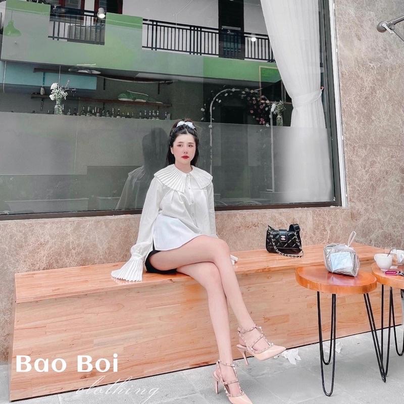 Áo sơmi cổ xếp ly