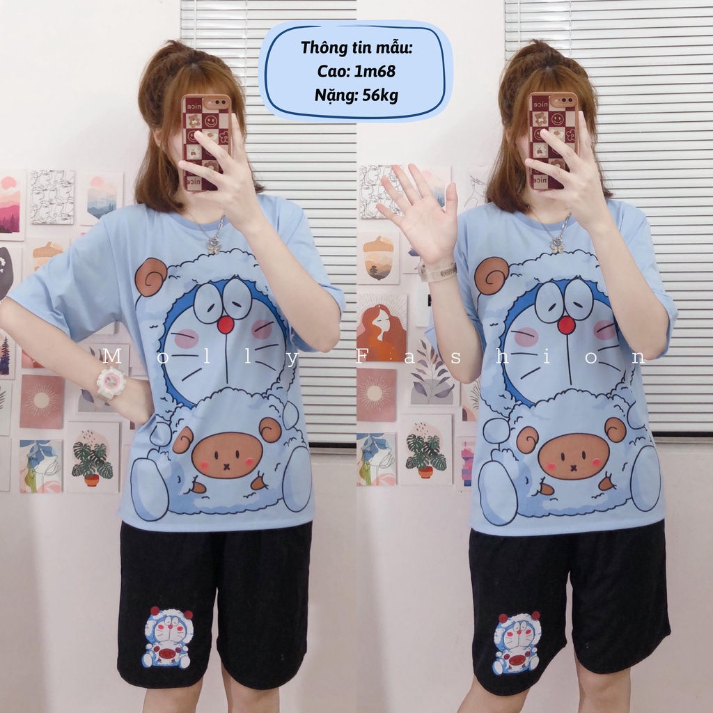 Set đồ bộ hoạt hình ❤️ Bộ mặc nhà Cartoon DOREMON form rộng Freesize Unisex nam nữ Molly Fashion