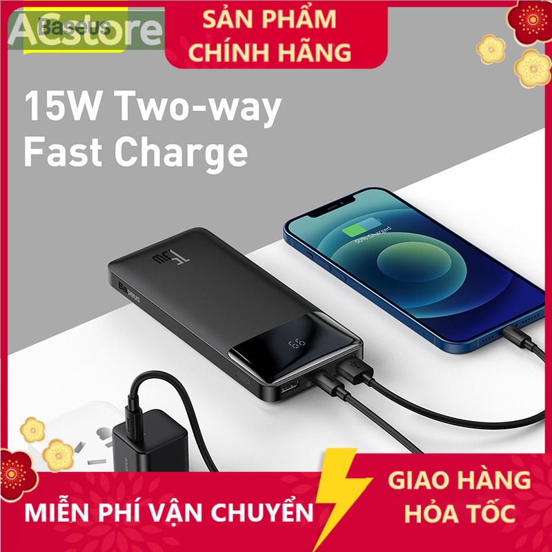 Pin dự phòng sạc nhanh Baseus Bipow Pin Sạc Dự Phòng Baseus công suất 20W/15W , dung lượng 10000/20000  ACstore