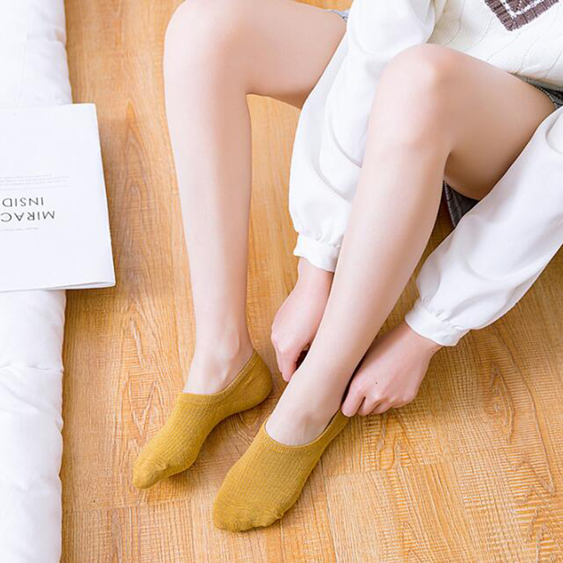 Vớ cotton ngắn màu trơn phong cách Hàn Quốc cho nữ