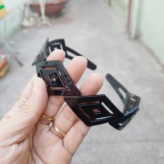 Combo 3 cái Bờm cài tóc thoi đôi đen bóng (bản 3cm)