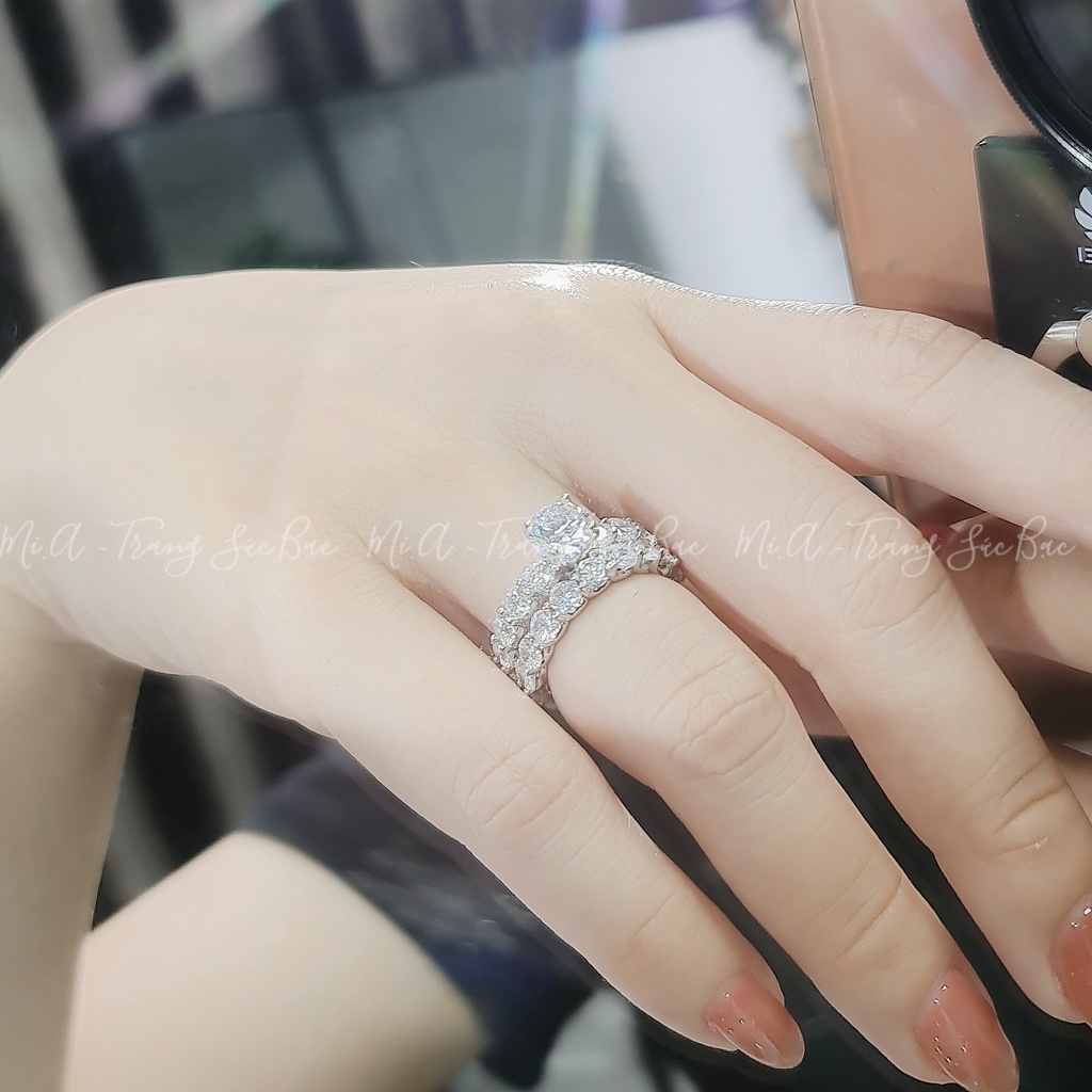 Nhẫn nữ bạc Ý S925 MiASJ full xoàng đá Cz cao cấp N203 N204