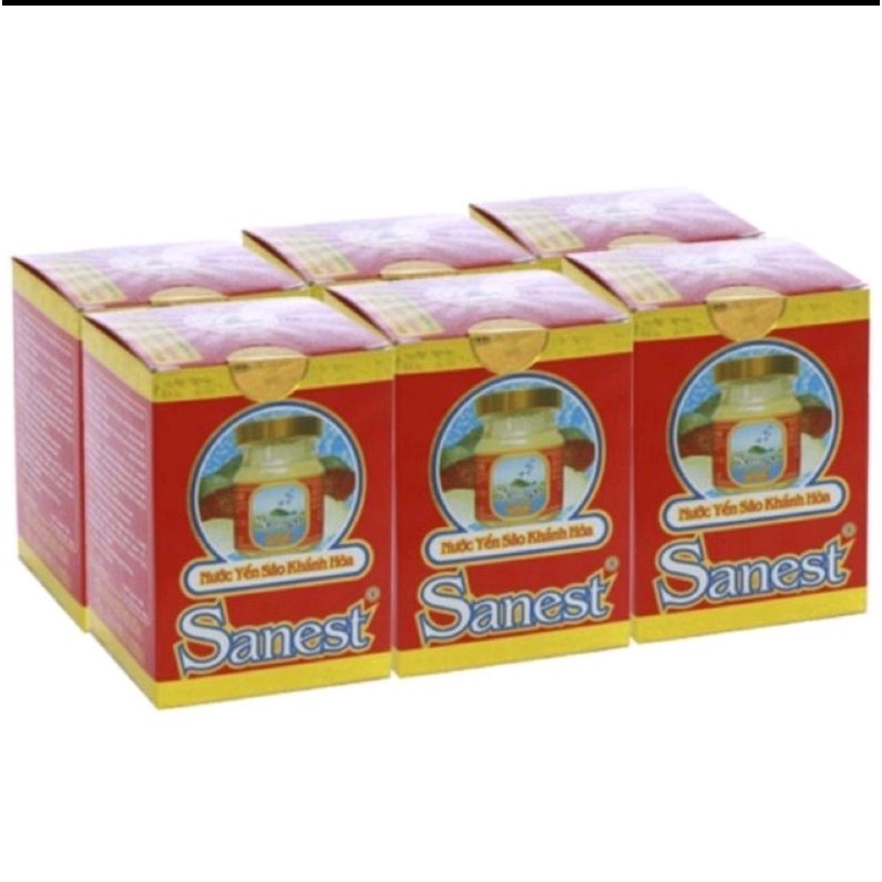 Nước yến sào cao cấp Sanest Khánh Hòa có đường bổ phổi bổ thần kinh hồi phục sức khỏe 6 hũ ×70ml
