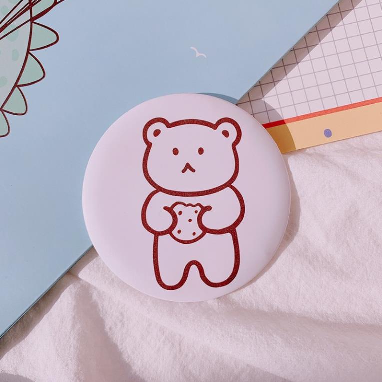 Gương Tròn Trang Điểm Mini Cầm Tay Họa Tiết Hoạt Hình Dễ Thương Phong Cách Hàn Quốc