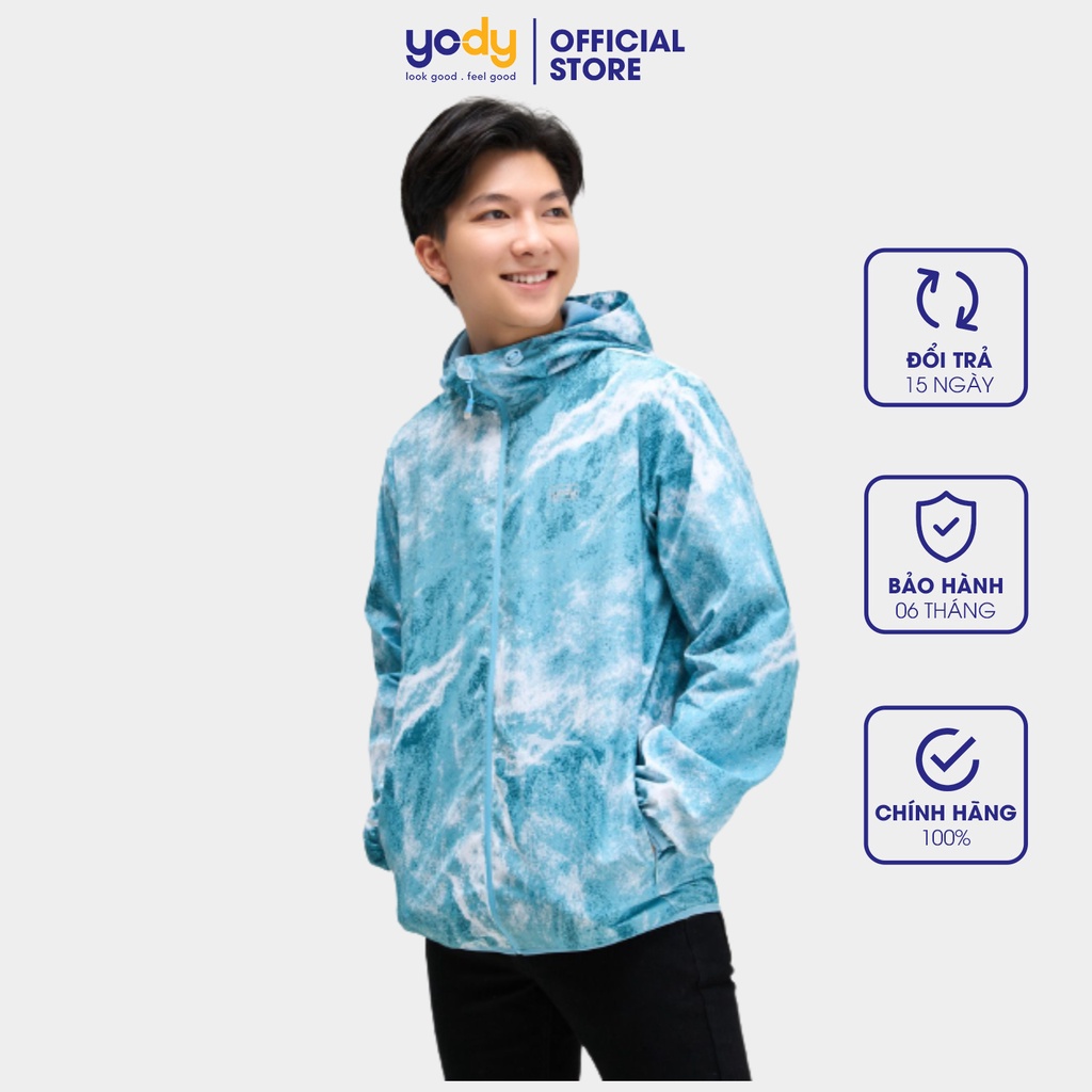 Áo gió nam YODY hai lớp in loang trượt nước chống nước cản bụi AKM4687