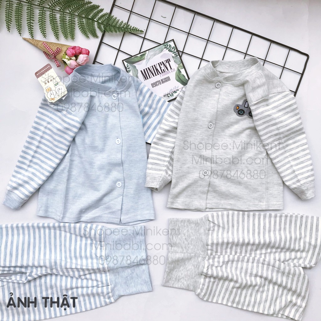 Bộ cotton cạp cao ấm bụng cho bé