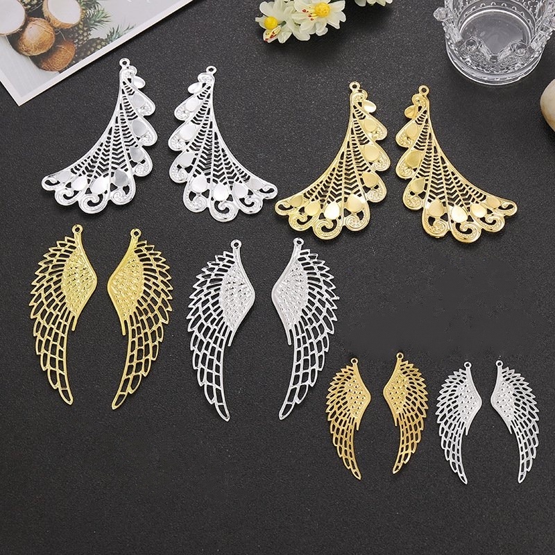 1 cặp Phiến Kim Loại hình Cánh Chim làm Vương Miệng Lolita - Phụ kiện nguyên liệu trang sức thủ công