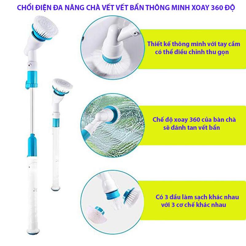 Sale cây lau nhà thông minh bằng điện,Chổi điện đa năng chà vết bẩn thông minh 360 độ  - Bảo hành 1 đổi 1