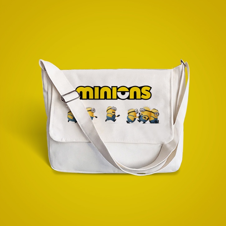 Túi Tote Đeo Chéo Vải Canvas Túi Xách Nữ Minions Phong Cách Thời Trang Ulzzang Đựng Sách Vở Học Tập