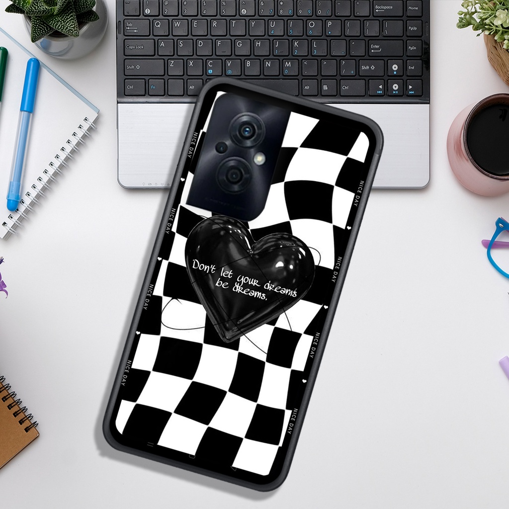 Ốp Lưng OPPO  RENO 8 4G - RENO 8 5G - RENO 8Z , In Hình &quot;Black Heart&quot; Phong Cách Đẹp.
