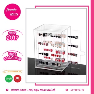 Hộp trưng móng mẫu kéo tấm, chất liệu mica dầy dặn