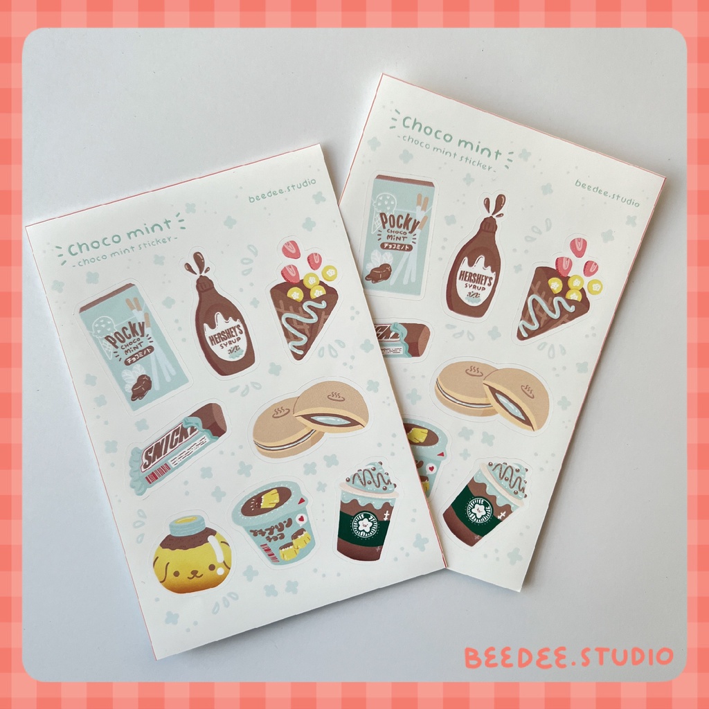 Tấm sticker đồ ăn CHOCO MINT ngọt | Hàng độc quyền Beedee.studio |
