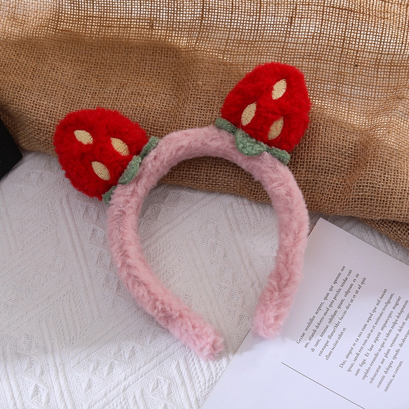 Băng Đô Cài Tóc Rửa Mặt Trang Điểm Hình Dâu Tây Dễ Thương Phong Cách Hàn Quốc Cho Nữ