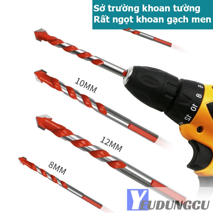 Mũi khoan đa năng - sở trường khoan tường, gạch men. Mũi đầu hợp kim siêu cứng khoan sắt, khoan gỗ...