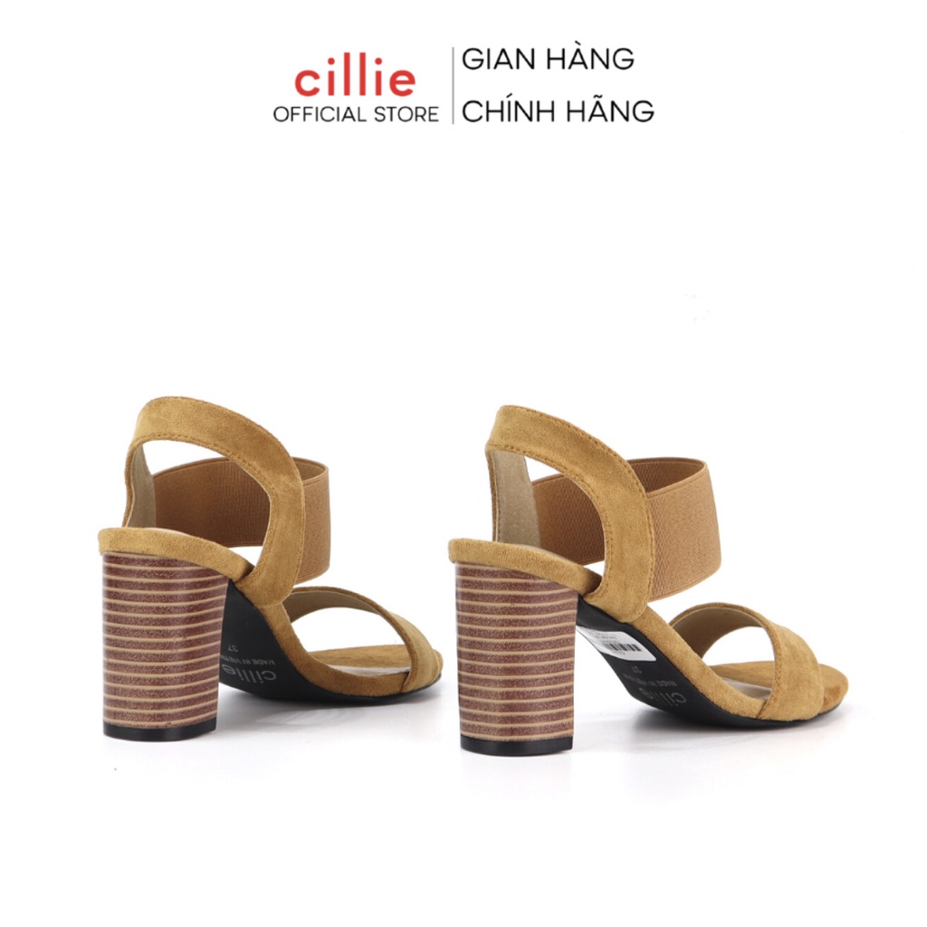 Giày Sandal Nữ Cao Gót Cillie Đế Vuông 7p Quai Ngang Basic Phối Mới Lạ Thời Trang 1010