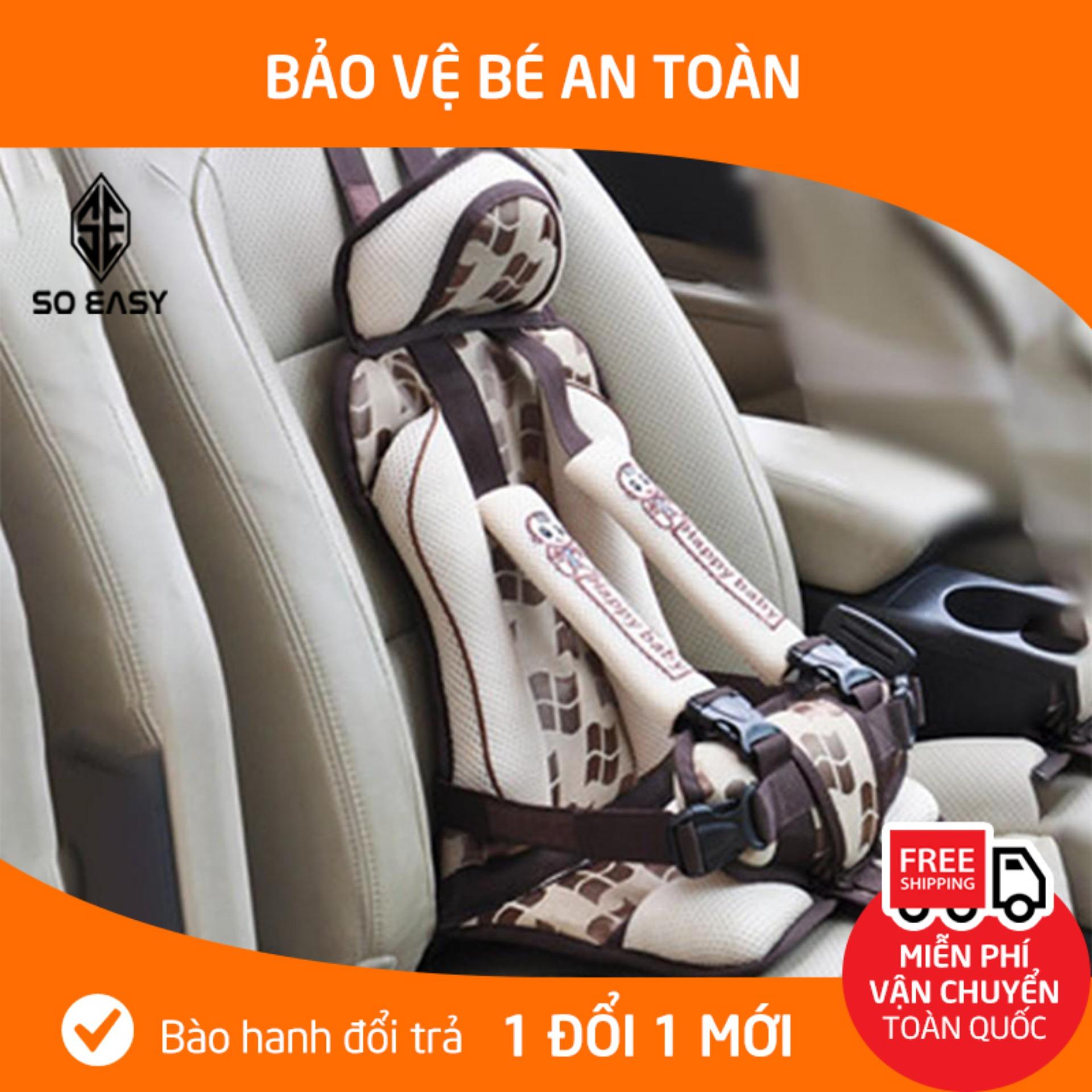 Ghế ngồi phụ dày đa năng trên xe hơi, ô tô bảo vệ an toàn cho bé từ 9 tháng - 7 tuổi (dưới 25kg) DLB02 (kem hoa văn)