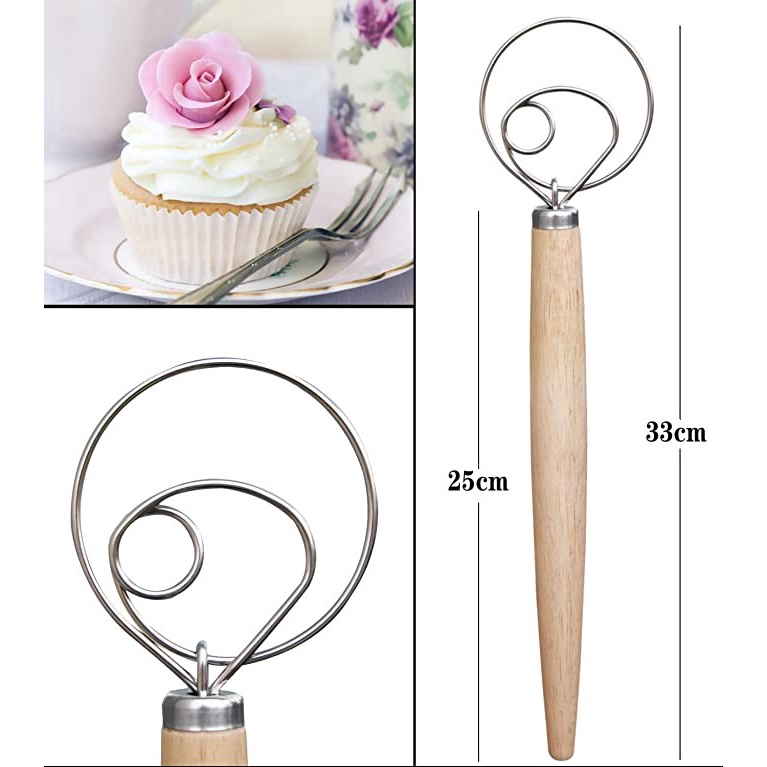 Dụng Cụ Đánh Trứng / Khuấy Bột Làm Bánh Bằng Thép Không Gỉ 13 inch