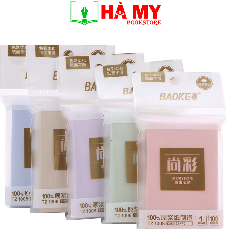 [Hỏa Tốc] Combo 2 xấp note Baoke 3 x 2 mã TZ 1008 màu pastel - Nhà Sách Hà My