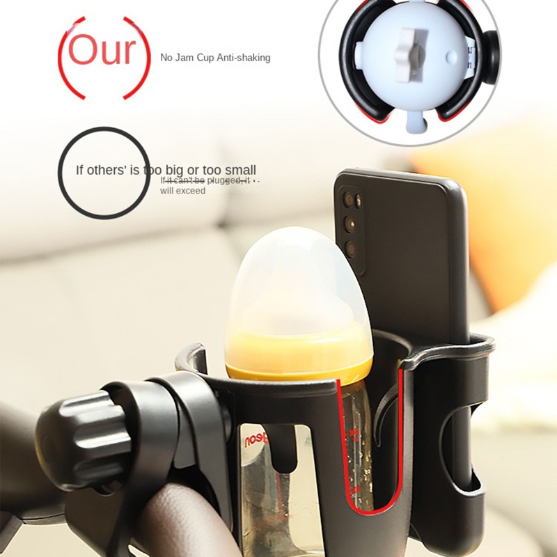 Giá Đỡ Bình Nước 2 Trong 1 Gắn Xe Đẩy Em Bé Tiện Dụng