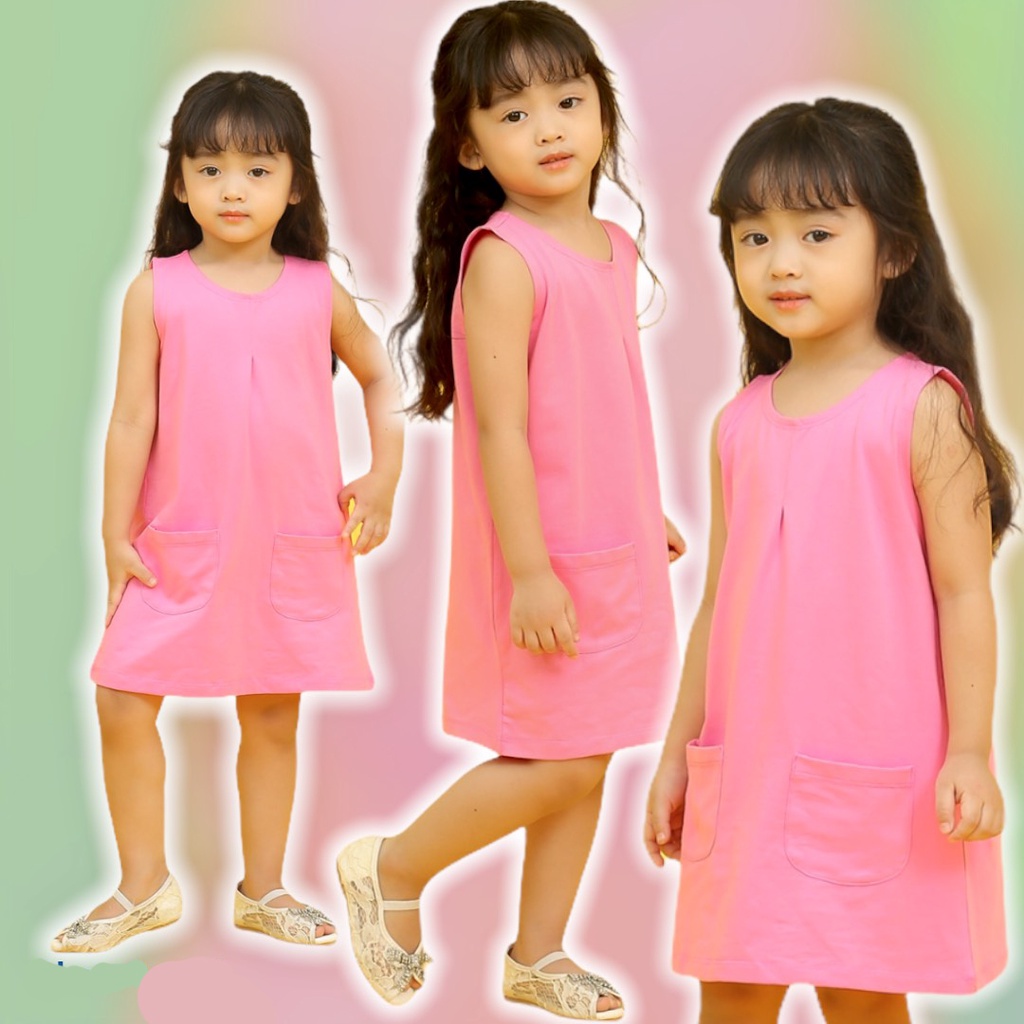 Váy Đầm chữ A túi năng động cho bé gái mặc hè Size 1-5 tuổi Shopmevung_kids