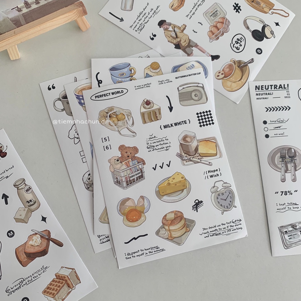 SET 2 TẤM STICKER HÀN QUỐC MY DAILY LIFE trang trí journal (ảnh thật) - Tiệm nhà Chun