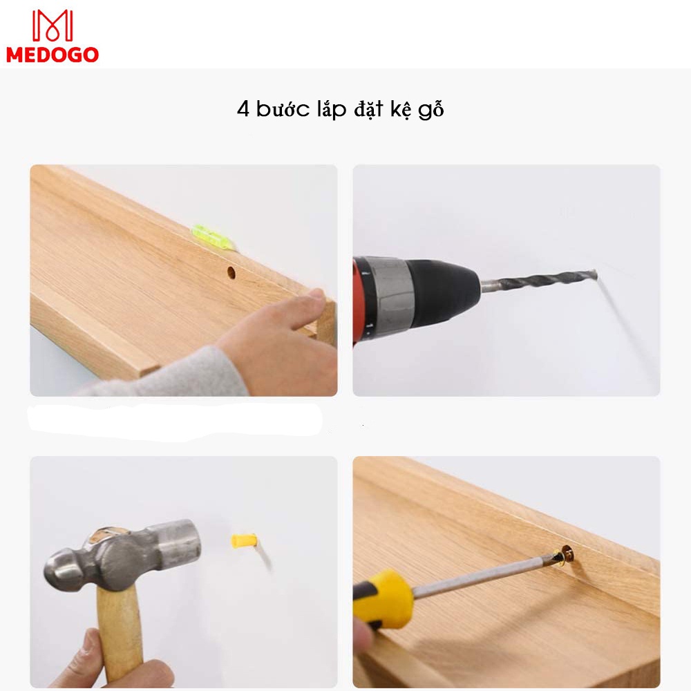 Kệ gỗ MEDOGO treo tường cải tiến,kệ gỗ trang trí KG-02