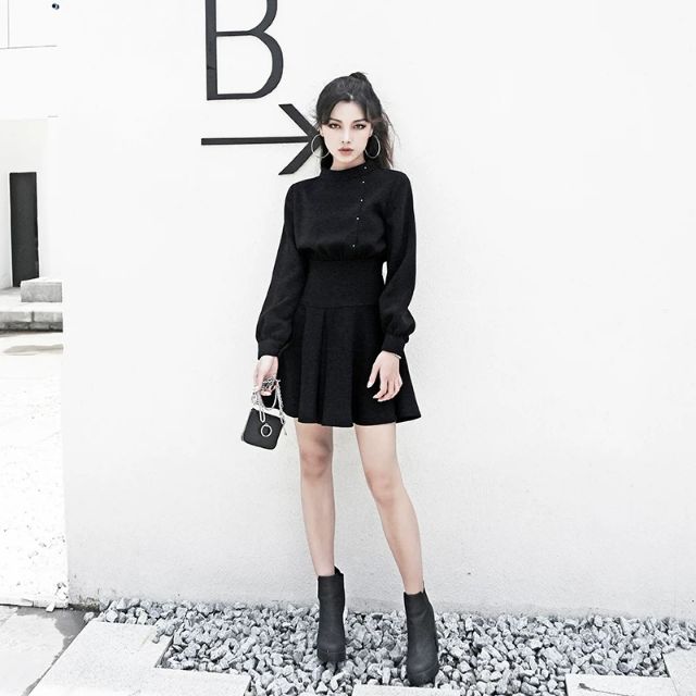 Đầm thiết kế tay bồng eo cao dáng xoè m02 | BigBuy360 - bigbuy360.vn