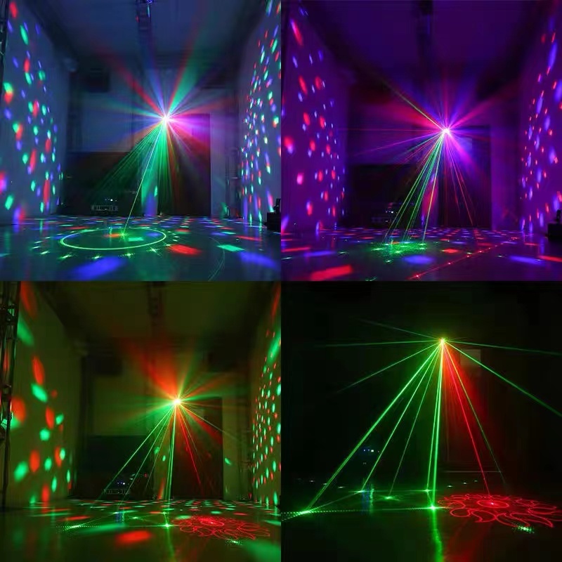 Đèn LED nháy theo nhạc kết hợp laser flash có điều khiển - đèn phòng bay chiếu ánh sáng laser