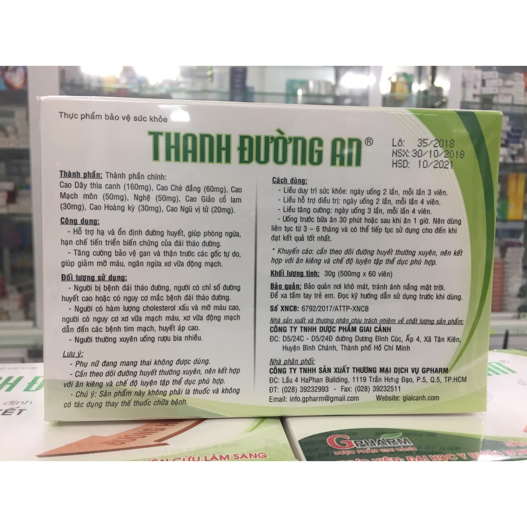 Thanh Đường An - Viên uống hỗ trợ hạ &amp; ổn định đường huyết - cvspharmacy