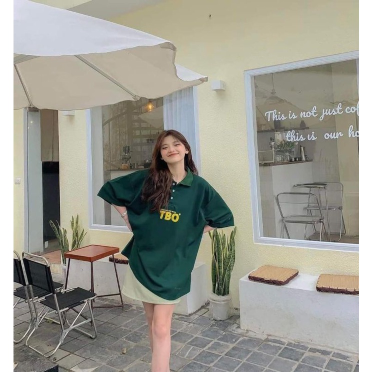 Áo thun POLO nam nữ tay lỡ có cổ form rộng freesize unisex in chữ TBO