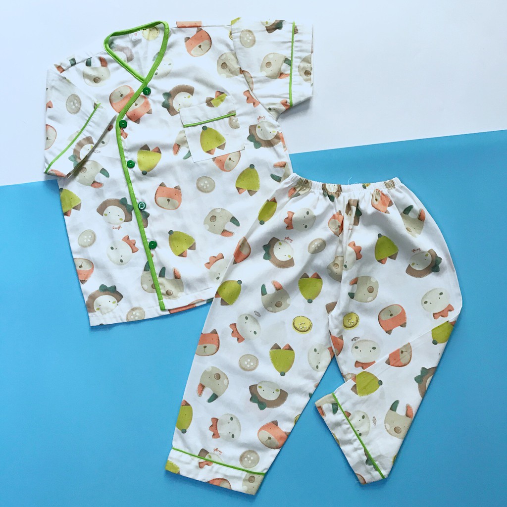 Pijama cho bé vải cotton mềm mịn hút mồ hôi - Cáo hạt dẻ 10-45kg