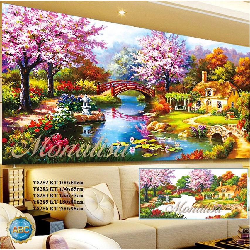 Tranh đính đá ngôi nhà tổ ấm 220cmx110cm - Tranh chưa đính và chưa có khung