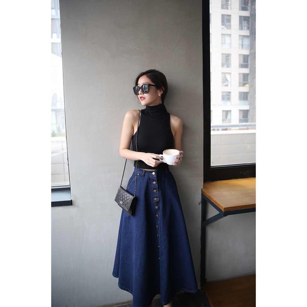 Chân váy jean dài xòe quãng châu | BigBuy360 - bigbuy360.vn