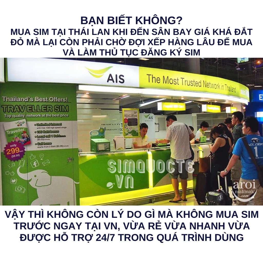 Sim du lịch Thái Lan AIS TRAVELER 15GB tốc độ 5G trong vòng 8 ngày