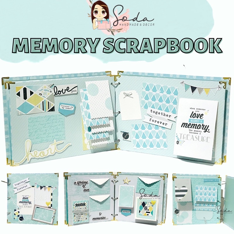 ❤️Scrapbook tông xanh Mint. Kỷ niệm❤️