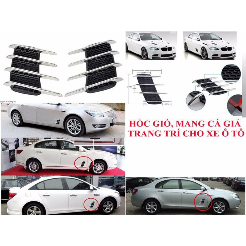 Bộ 2 Hốc Gió Mang Cá Giả Dán Trang Trí Ô Tô Xe Hơi Đẳng Cấp Cá Tính