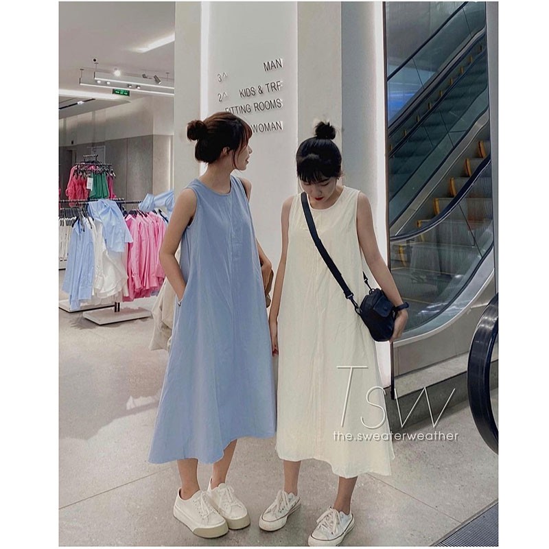 Váy Ba Lỗ Chất Thô Trơn Dáng Xòe Có Túi Bên M168- Lolla_Fashion