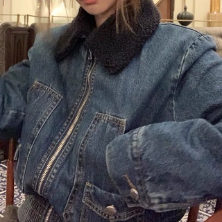 •pre-order• áo khoác jeans cổ lông