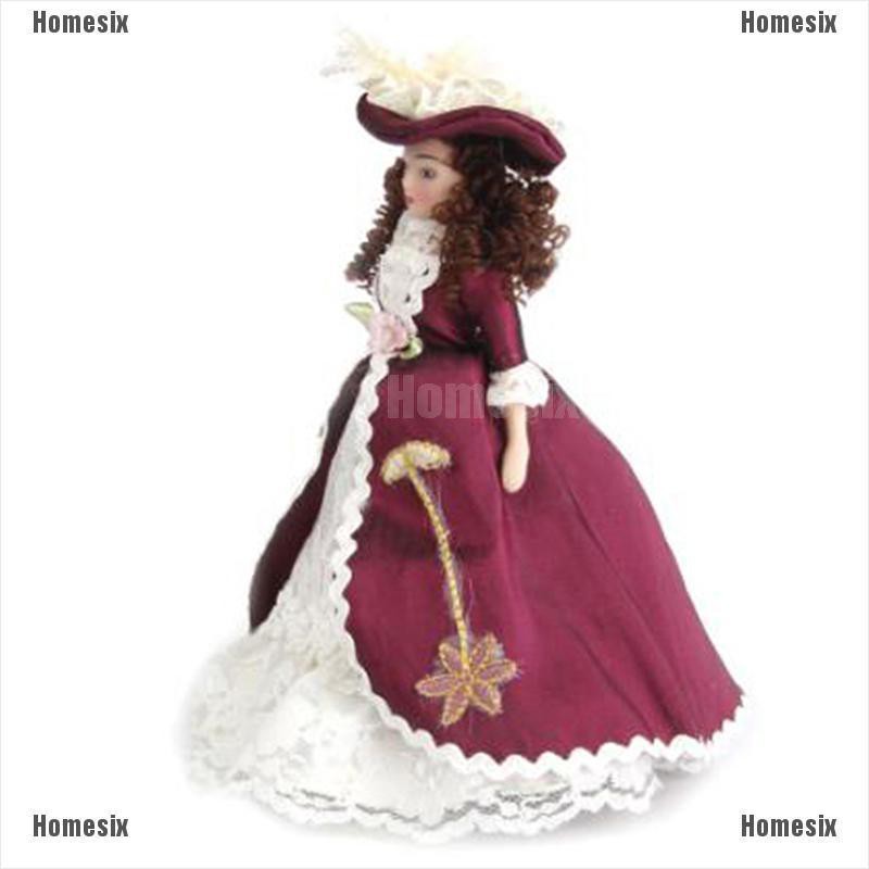 [HoMSI] 1:12 Dollhouse Miniature Porcelain Dolls Dollhouse Victorian Beauty Lady SUU