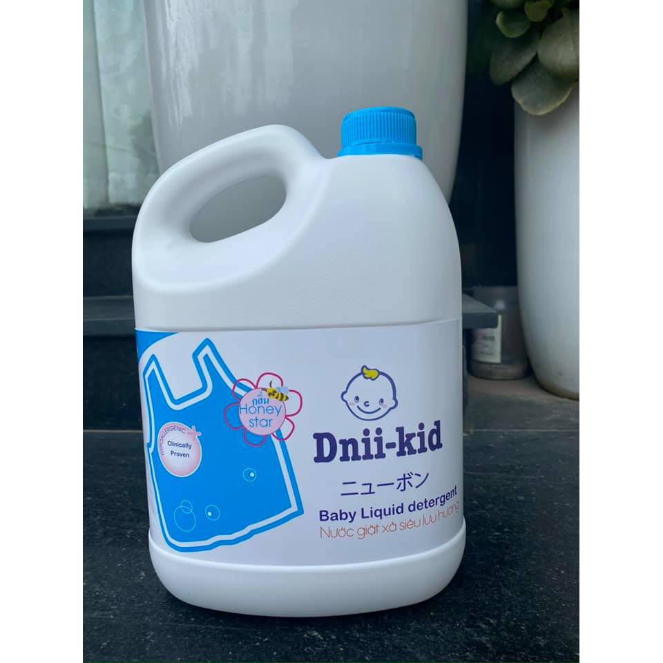 Nước Giặt Xả Dnii-Kid Can 3600ML An Toàn Cho Da Trẻ Nhỏ, Siêu Thơm, Siêu Tiết Kiệm