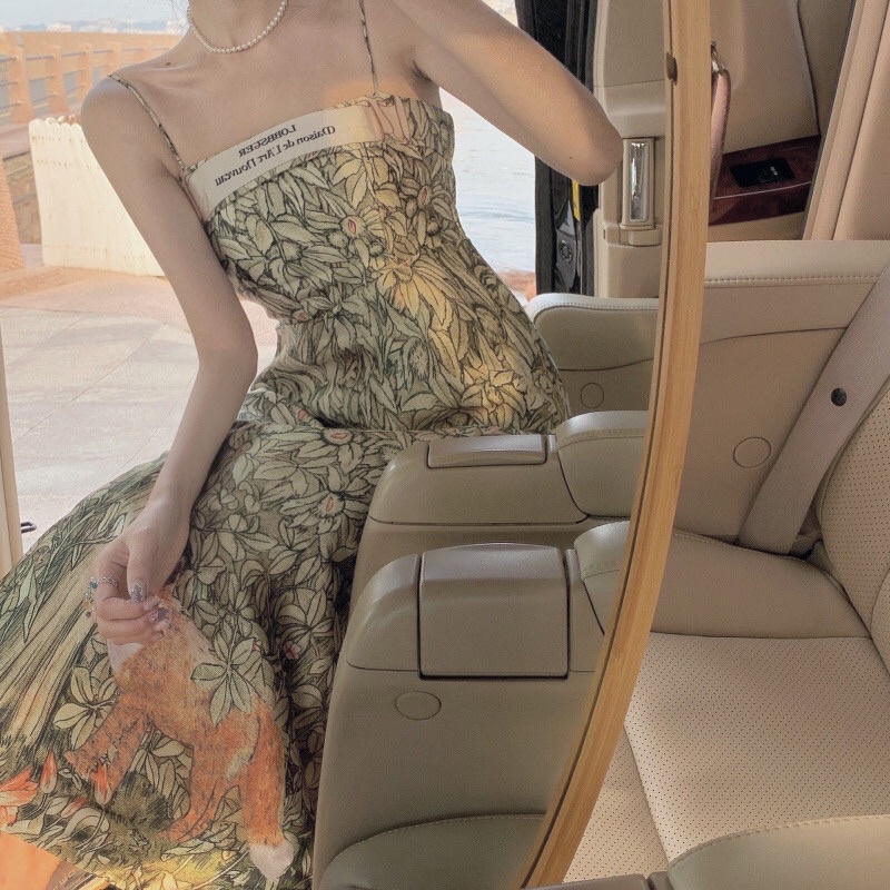 Đầm nữ cao cấp, hoạ tiết lá phối in hình cáo 3D, kiểu dáng sang chảnh NV0712