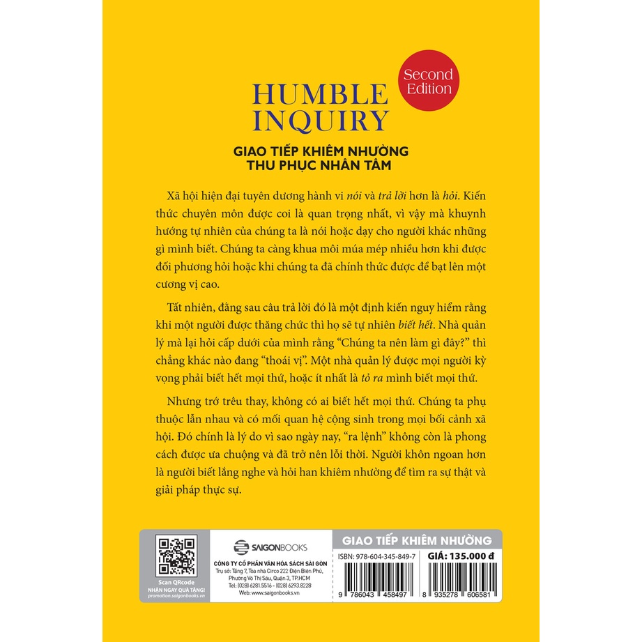 [MÃ giảm 40K]SÁCH - Giao tiếp khiêm nhường - Thu phục nhân tâm - Tác giả Edgar H. Schein , Peter A. Schein