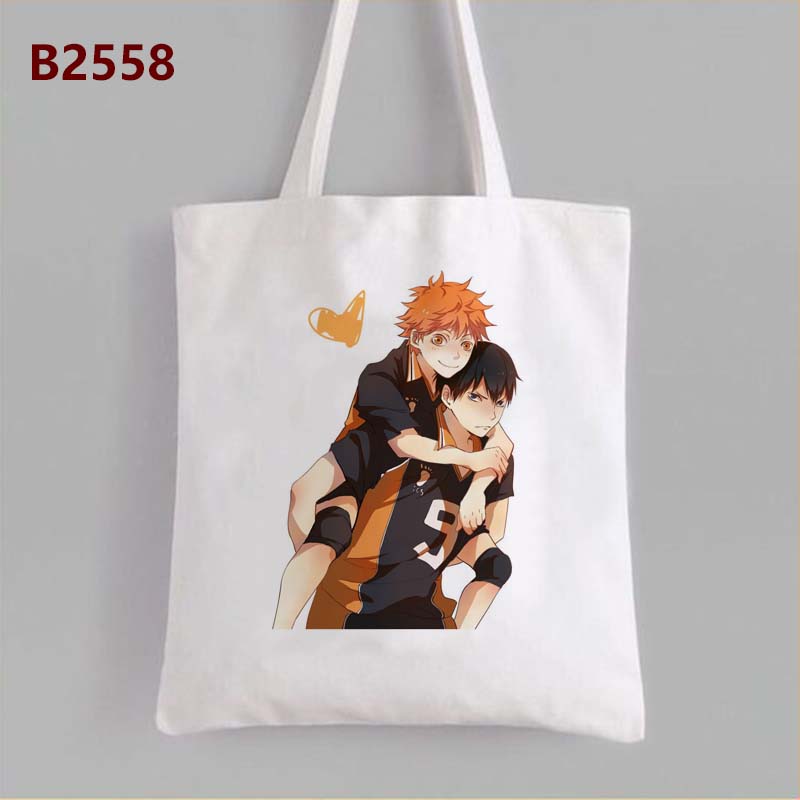 Haikyuu!! Nhật Bản Anime Túi Đeo Vai Bông Tai Kẹp Canvs Totes Túi Xách Dễ Thương Dung Tích Lớn