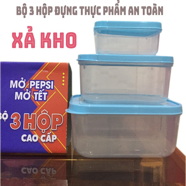 [ Xả kho] Bộ 3 hộp đựng thực phẩm an toàn hàng km của pep.si