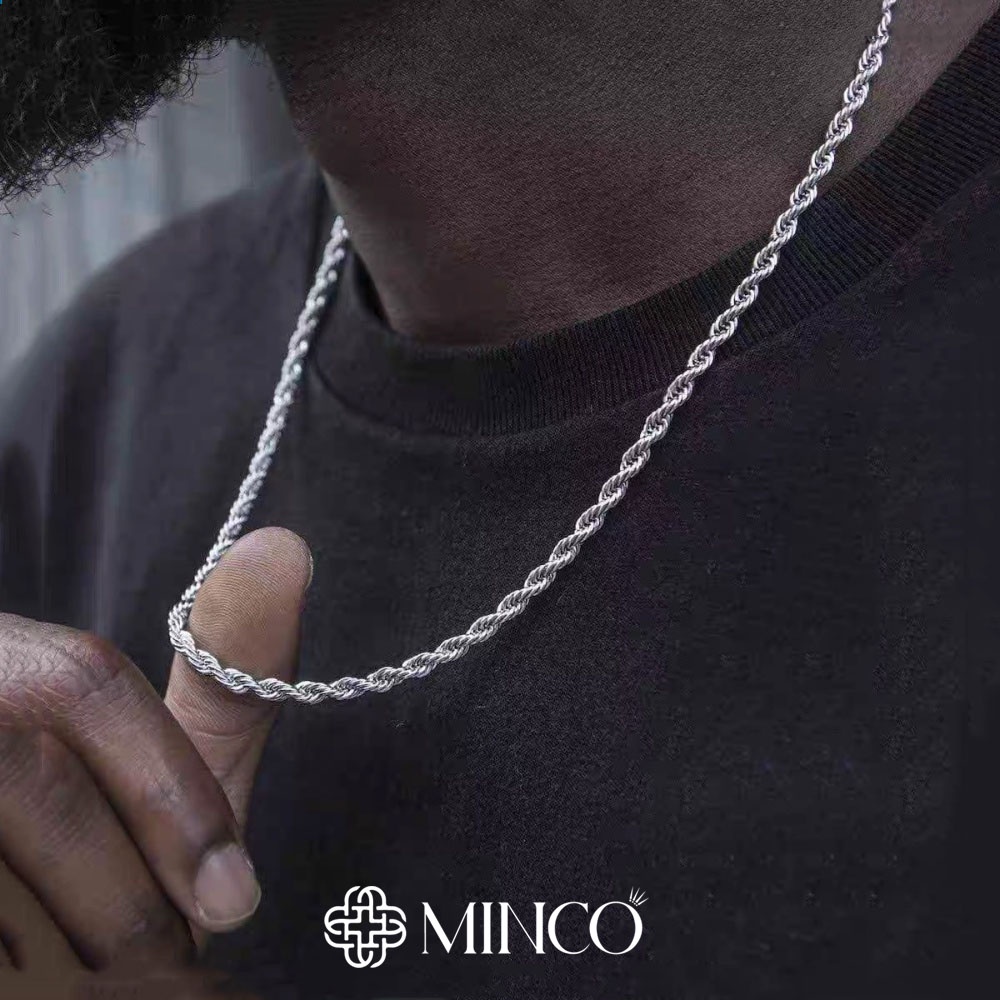 Dây chuyền nam xoắn trơn Màu Bạc Minco Accessories vòng cổ nam phong cách HipHop cá tính DT86